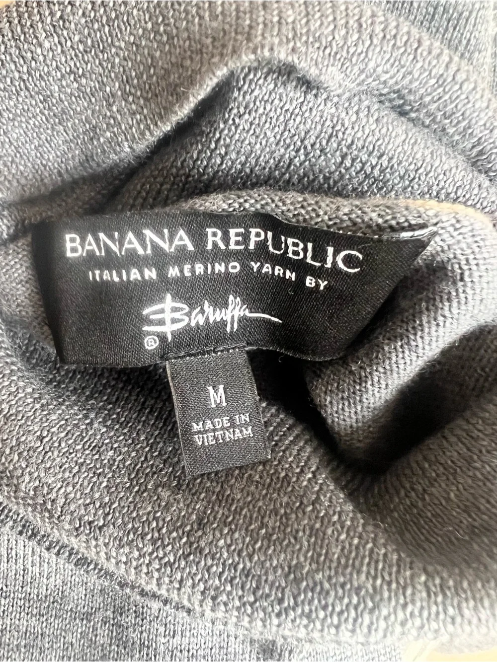 Banana Republic Baruffa Men’s Italian Merino Wool Turtleneck Gray Sweater Sz Med